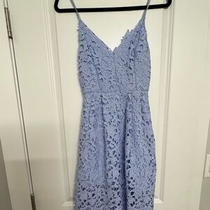 Astr Lace Midi Dress - Light Blue